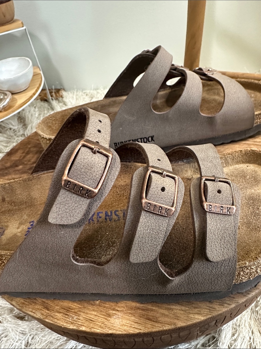BIRKENSTOCK Florida Slide Sandals Three
Strap Size 38 (7-7.5) Synthetic Upper - Picture 8 of 17